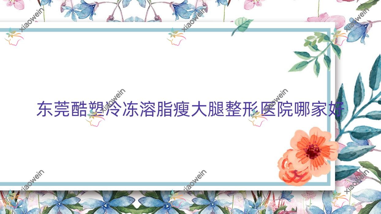 东莞酷塑冷冻溶脂瘦大腿哪家好？推荐东莞酷塑冷冻溶脂瘦大腿有口皆碑还正规的医院