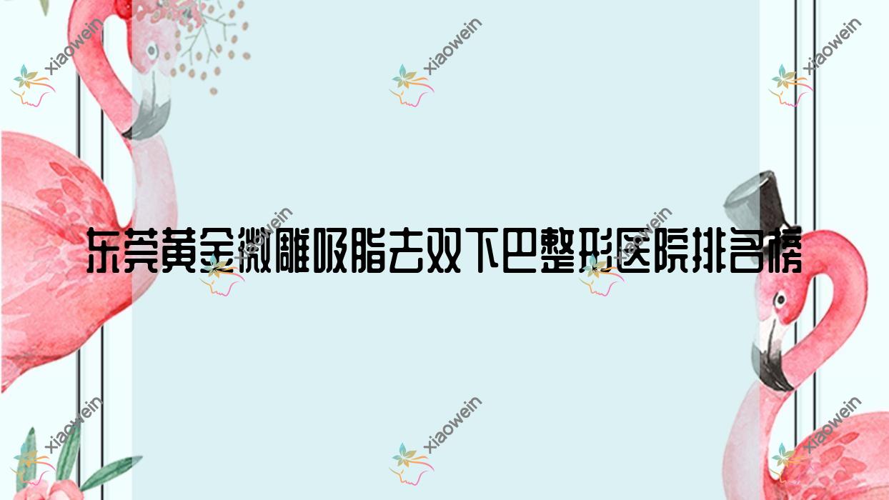 东莞黄金微雕吸脂去双下巴整形医院排名榜出炉(美极媄琳技术力口碑较高)