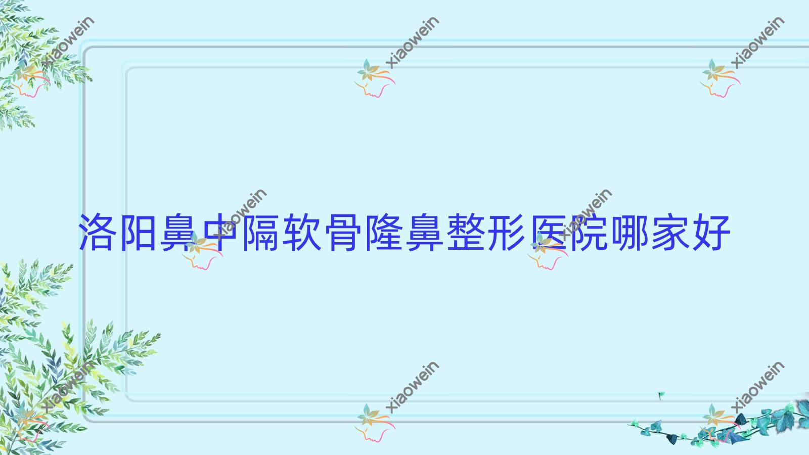 洛阳鼻中隔软骨隆鼻哪家好？推荐洛阳鼻中隔软骨隆鼻有口皆碑还正规的医院