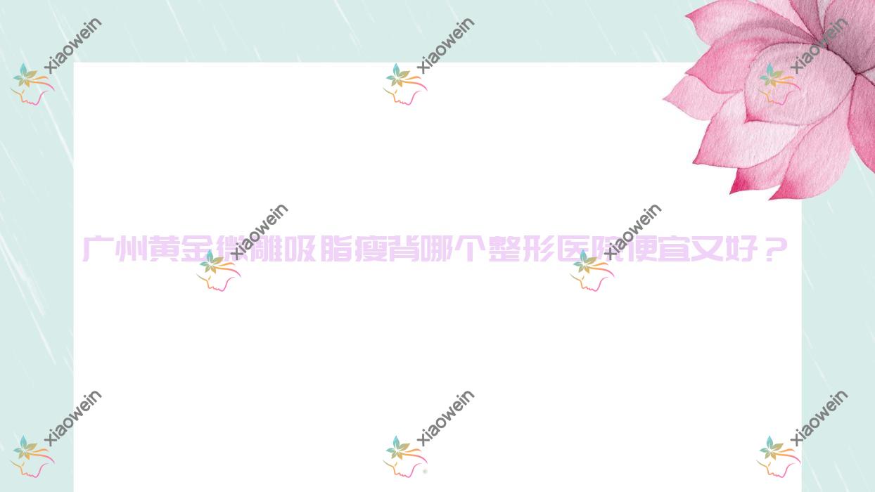 广州黄金微雕吸脂瘦背哪个医院便宜又好？颜美安香|依柏诗性价比高