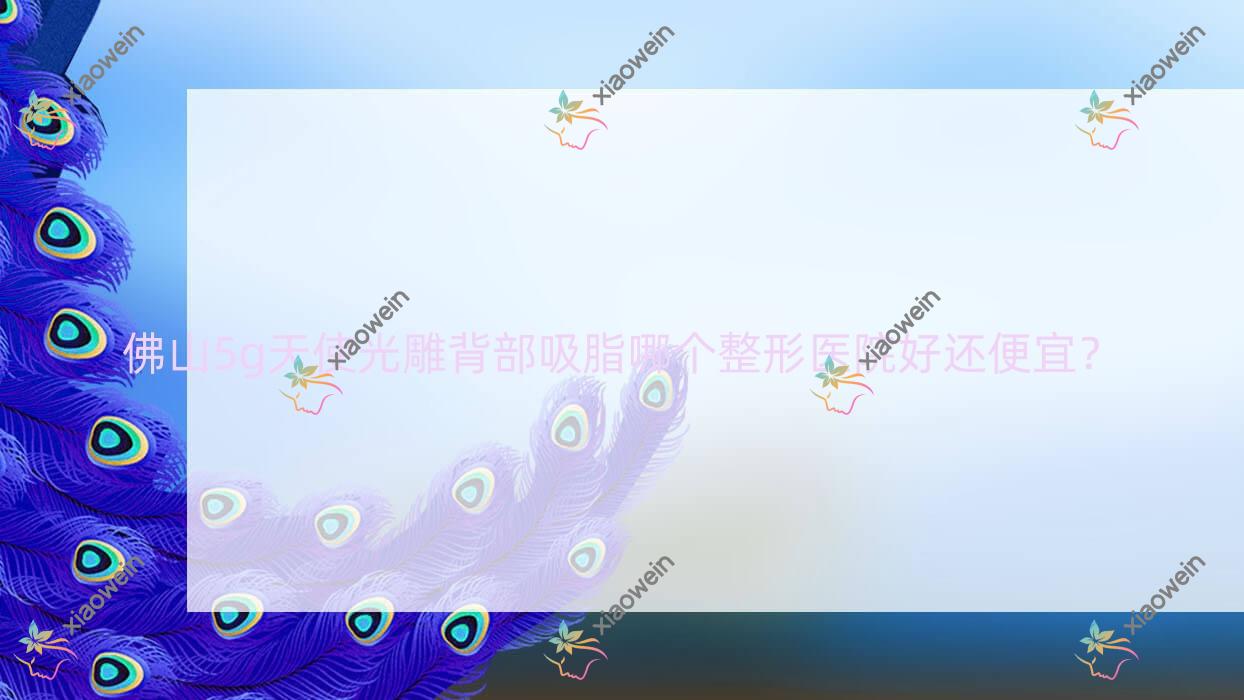佛山5g天使光雕背部吸脂哪个医院好还便宜？奢梵、优艺谋价格也不贵