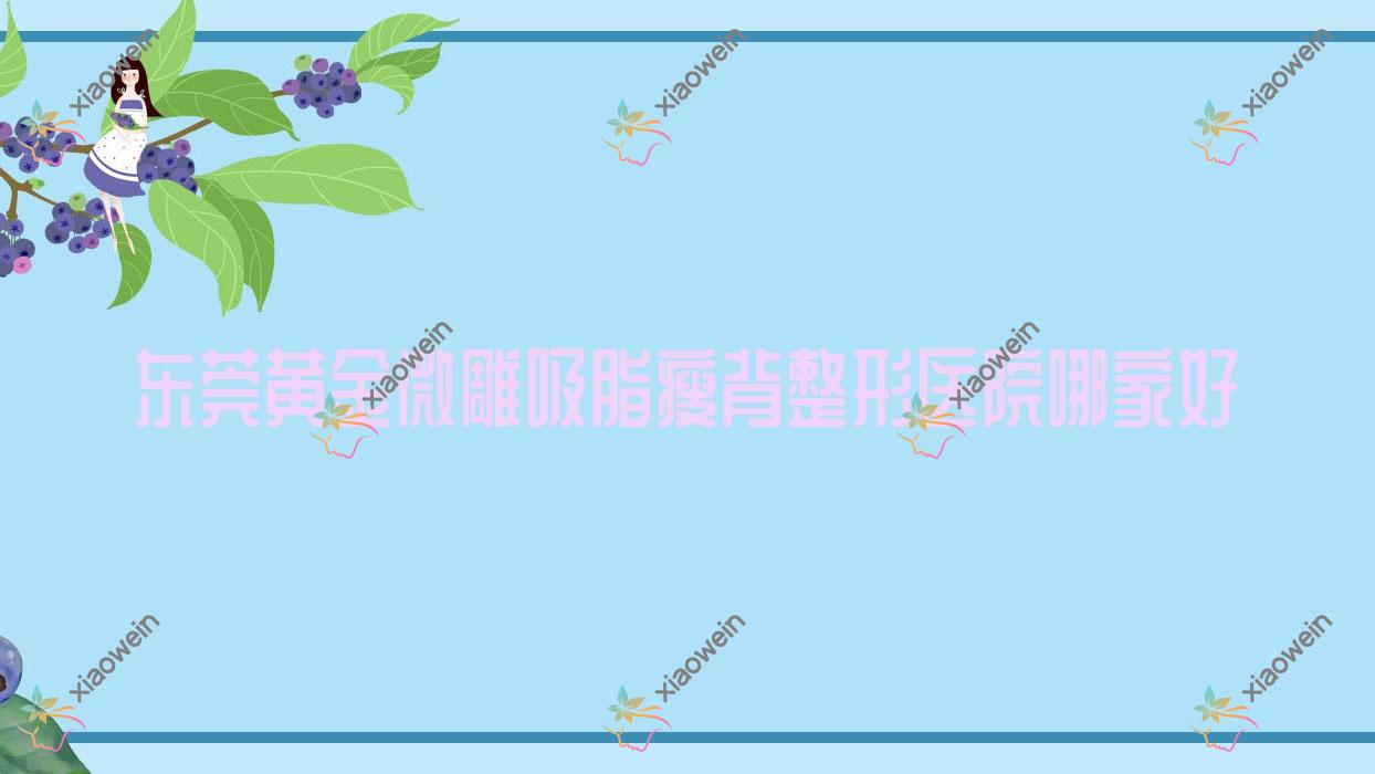 东莞黄金微雕吸脂瘦背哪家好？推荐东莞黄金微雕吸脂瘦背靠谱还正规的医院