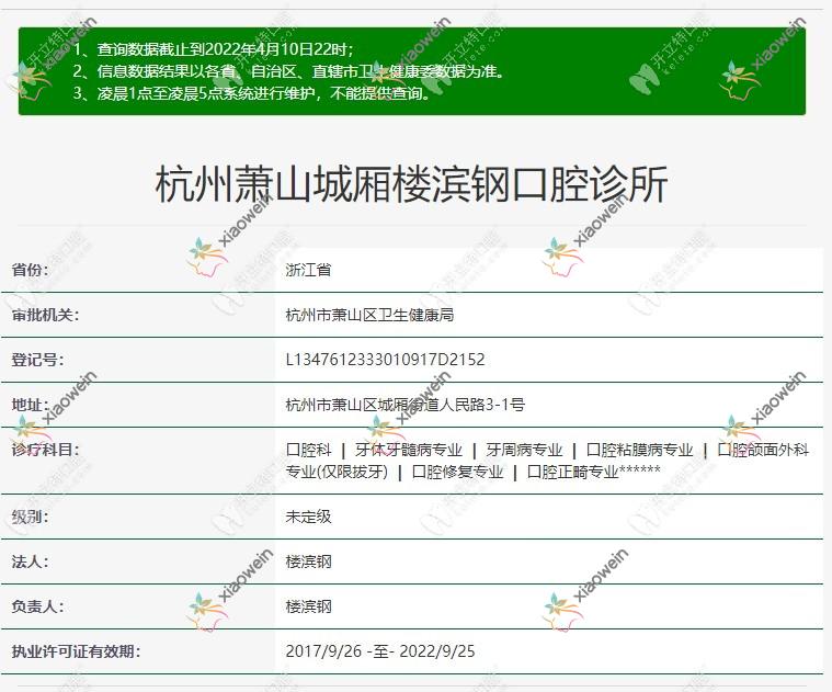杭州萧山城厢楼滨钢口腔诊所