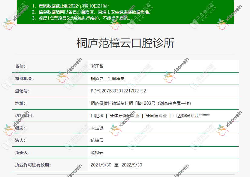 杭州桐庐范樟云口腔诊所