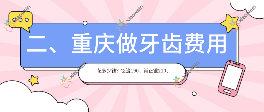 二、重庆做牙齿费用花多少钱？铭流190、肖正银210、来诗美190