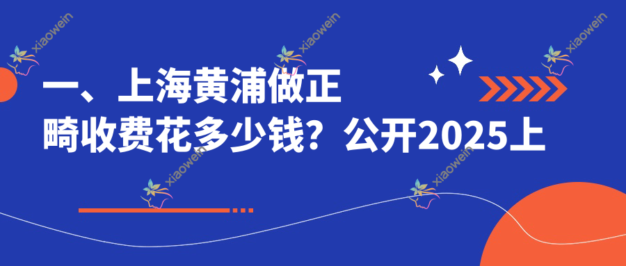 一、上海黄浦做正畸收费花多少钱？公开2025上海黄浦正畸价目单