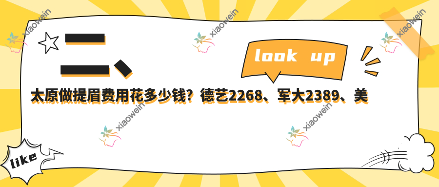 二、太原做提眉费用花多少钱？德艺2268、军大2389、美媛荟2088